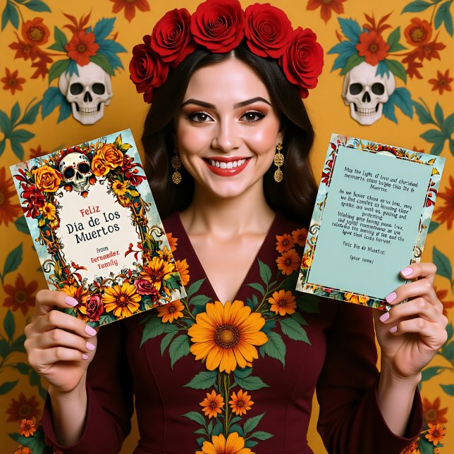 Tarjeta 💀 🎉 homenaje floral Dia de los Muertos (Floral Tribute Dia de los Muertos Card)