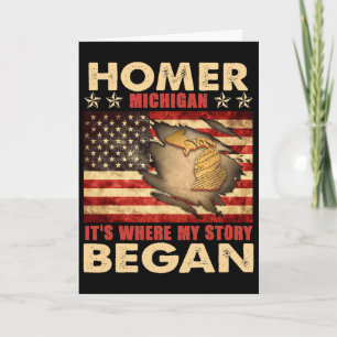 Tarjeta Homer Michigan EE. UU. bandera 4 de julio