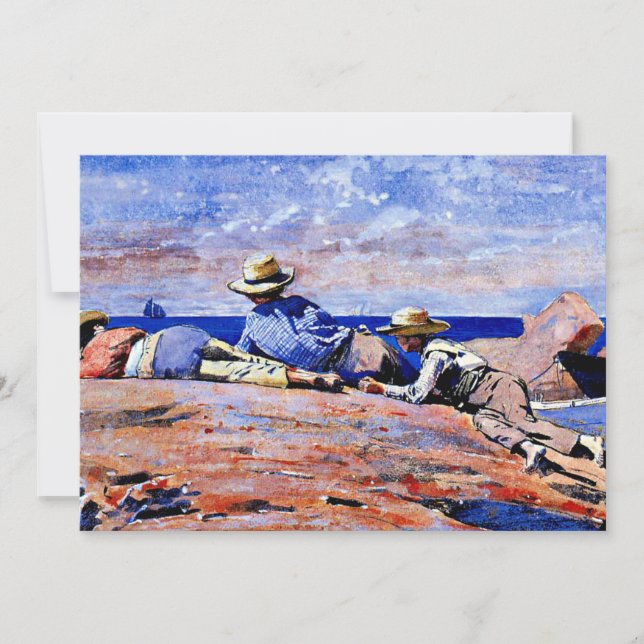 Tarjeta Homero - Tres chicos en la costa (Anverso)