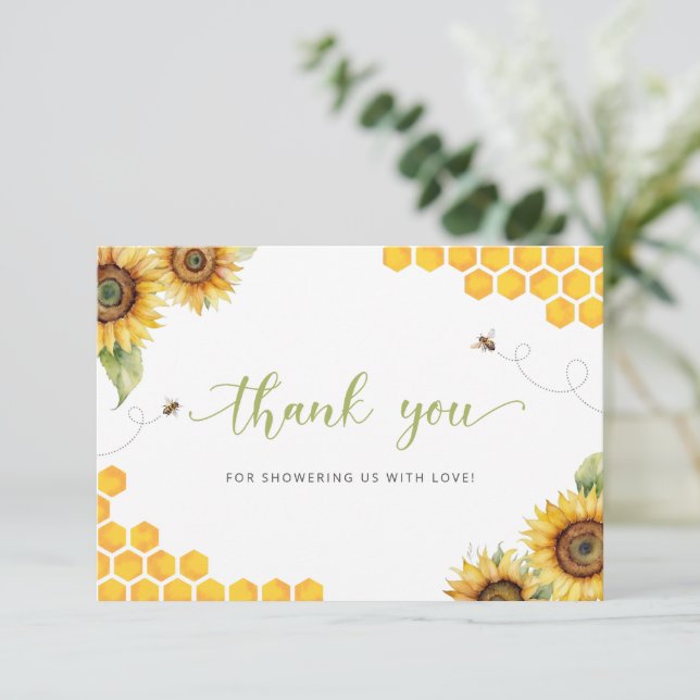 Tarjeta Honey Baby Shower Gracias (Anverso de pie)