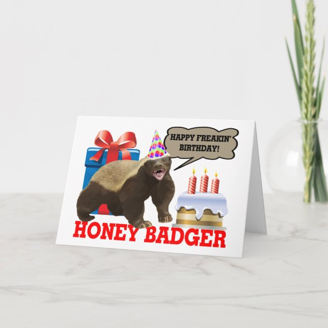 Tarjeta Honey Badger Feliz cumpleaños Freakin (Anverso)