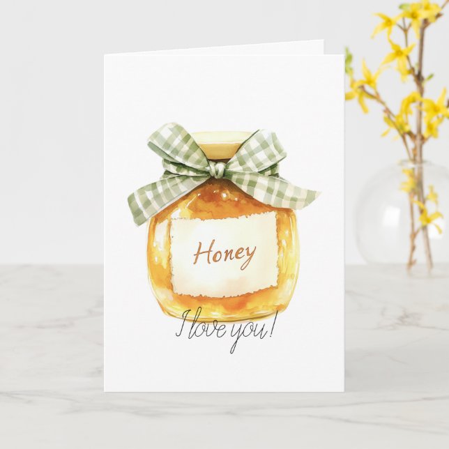 Tarjeta Honey, I love you Honey Jar (flor amarilla)