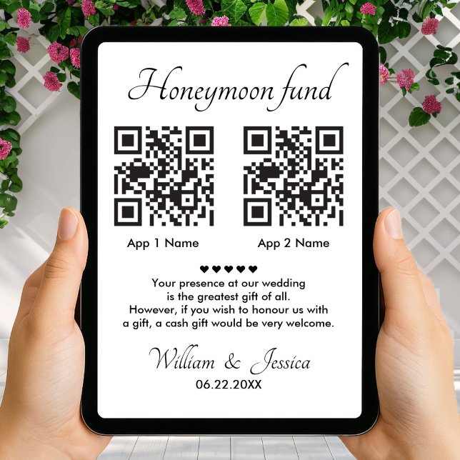 Tarjeta Honeymoon Fund With 2 QR Code And Photo (Subido por el creador)