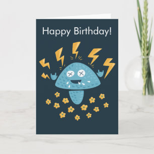 Tarjeta Hongo de Metal Pesado de Dibujos Animados Divertid