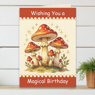 Tarjeta Hongos Retro Cumpleaños Vintage