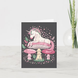 Tarjeta Hongos Unicornio Fantasía Soñadoras Mariposas Flor