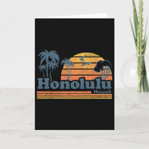 Tarjeta Honolulu Hawái Playa Vintage Surf 70 Retro Ha