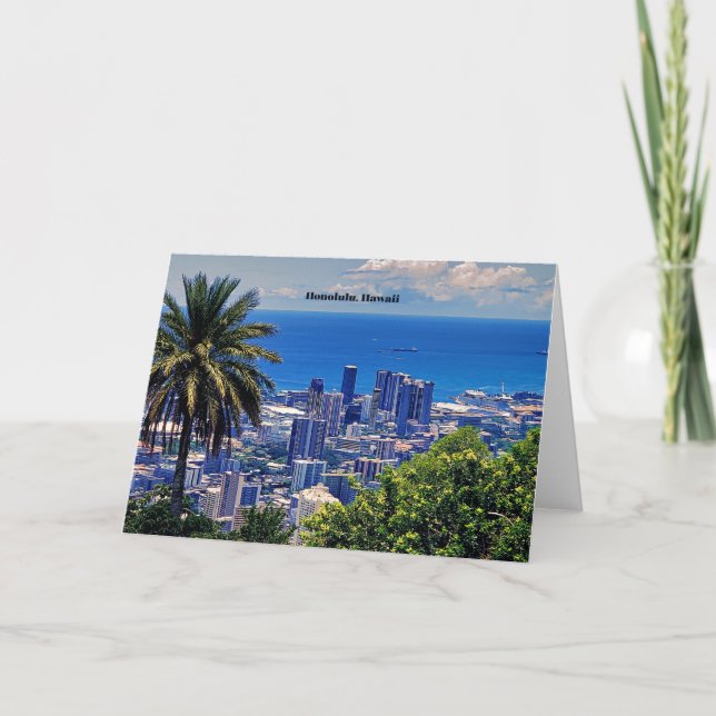 Tarjeta Honolulu, paisaje pintoresco de Hawaii (Anverso)
