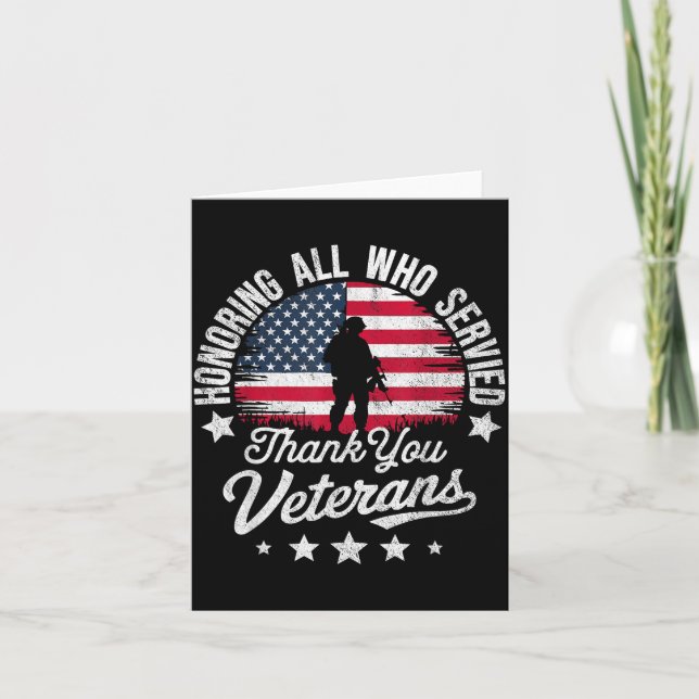Tarjeta Honoring All Who Served Thank You Veterans Day Mil (Anverso)