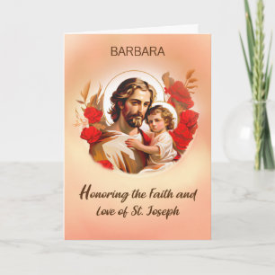Tarjeta Honrando el Día de la Fiesta de San José con Rosas