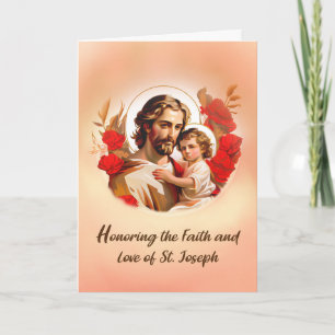 Tarjeta Honrando el Día de la Fiesta de San José con Rosas