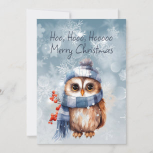 Tarjeta Hoo Hoo Little Owl Merry Christmas