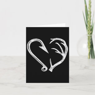 Tarjeta Hook Antler Heart Love Fishing Fish Deer H