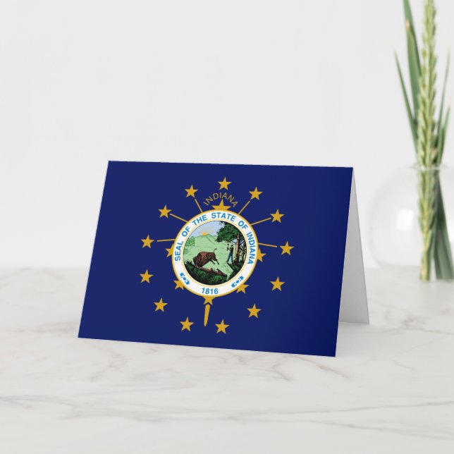 Tarjeta Hoosier Flag & Seal, Flag of Indiana (Anverso)