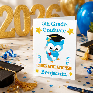 Tarjeta Hoot Hooray  Graduación de 5to Grado Búho