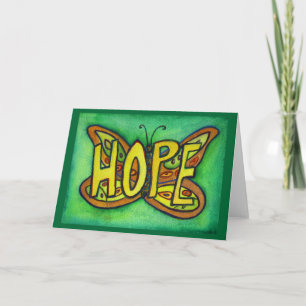 Tarjeta Hope Green Butterfly Art Note of Greeting Card