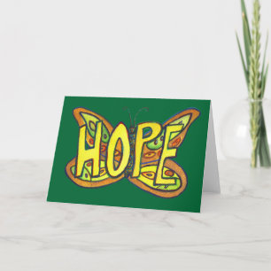 Tarjeta Hope Green Butterfly Art Note of Greeting Card