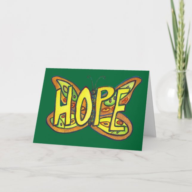 Tarjeta Hope Green Butterfly Art Note of Greeting Card (Anverso)