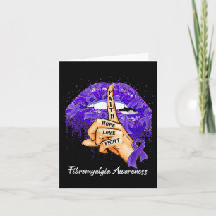 Tarjeta Hope Love Fight Purple Ribbon Fibromialgia Awarene