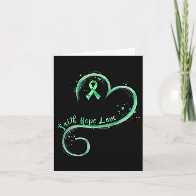 Tarjeta Hope Love Green Ribbon Mental Health Awareness (Anverso)