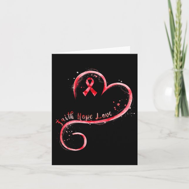 Tarjeta Hope Love Red Ribbon Heart Disease (Anverso)