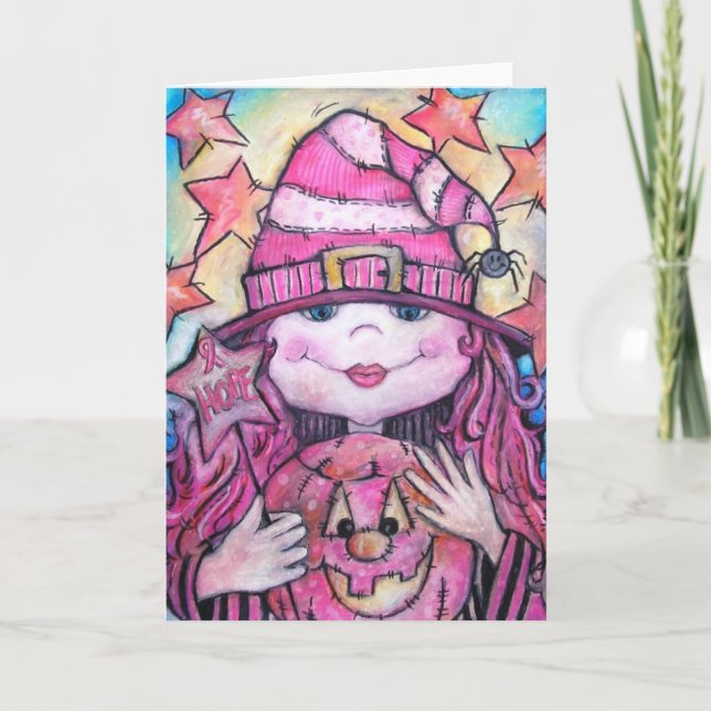 Tarjeta Hope Pink Halloween Witch (Anverso)
