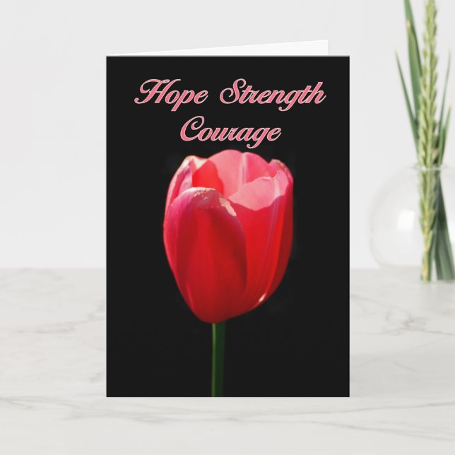 Tarjeta Hope Strength Courage Parkinson's Red Tulip (Anverso)