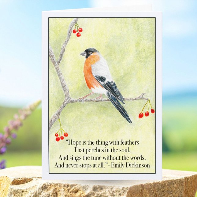 Tarjeta Hope with Bull Finch and Emily Dickinson's Quote  (Subido por el creador)
