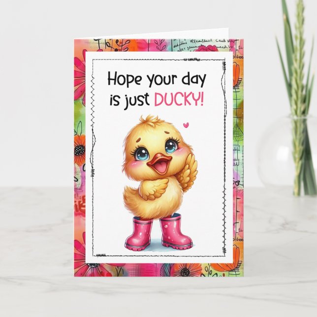 Tarjeta Hope Your Day Is Just Ducky Cute Duck Card (Anverso)