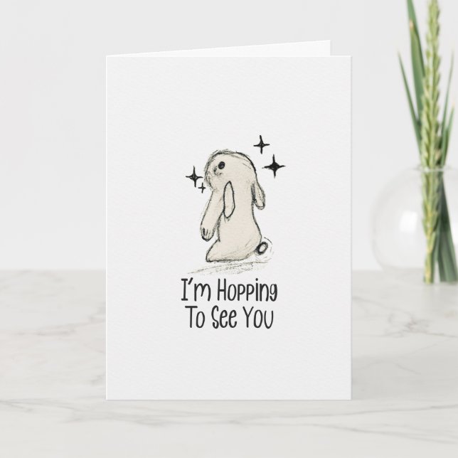 Tarjeta Hopping To See You Soon Bunny Kids Card (Anverso)