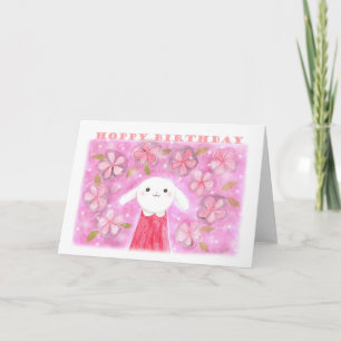 Tarjeta Hoppy Birthday Cute Bunny Rabbit bonito dulce