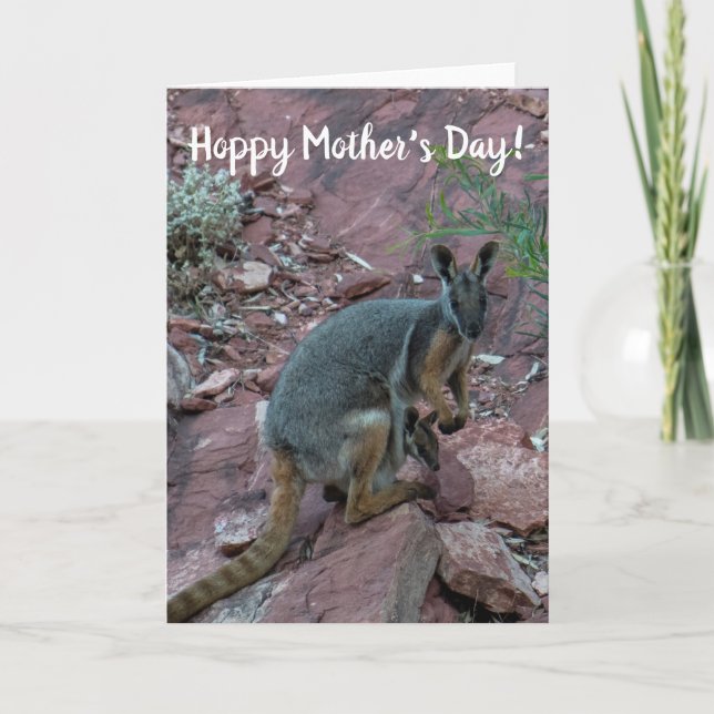 Tarjeta Hoppy Día de la Madre Wallaby y Joey (Anverso)