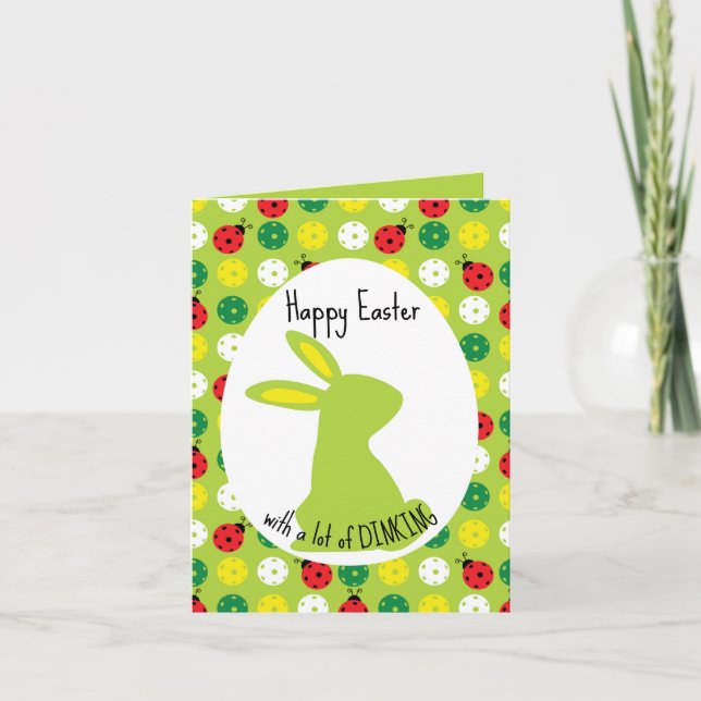 Tarjeta 🐰 Hoppy Pickleball Pascua, lindo verde (Anverso)