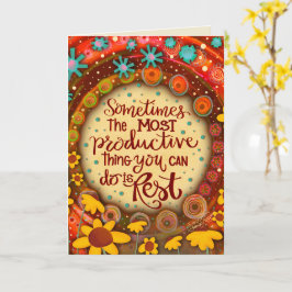 Tarjeta Hora de Descansar Bonita Floral Inspiradora Recupe