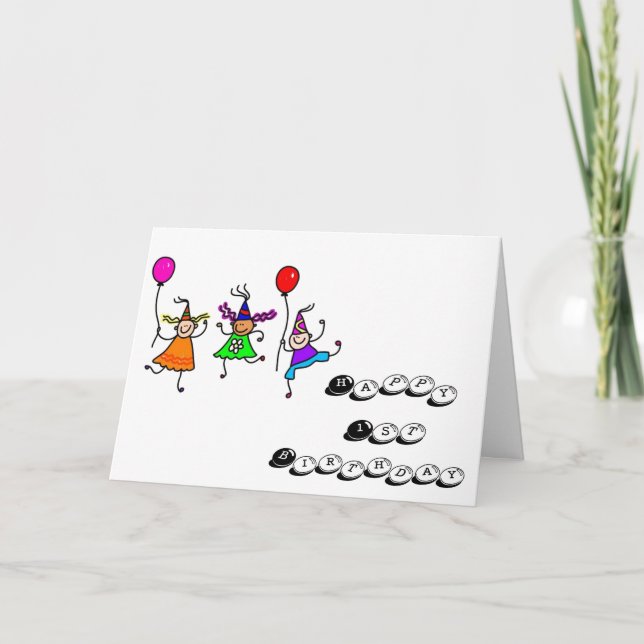 TARJETA HORA DE FIESTA PARA SU PROPIO ***1º CUMPLEAÑOS**** (Anverso)