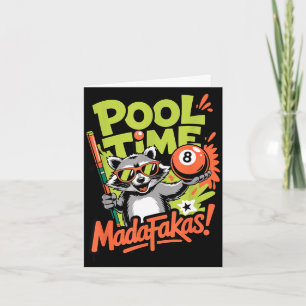 Tarjeta Hora de piscina, madafakas mapache divertido jugad