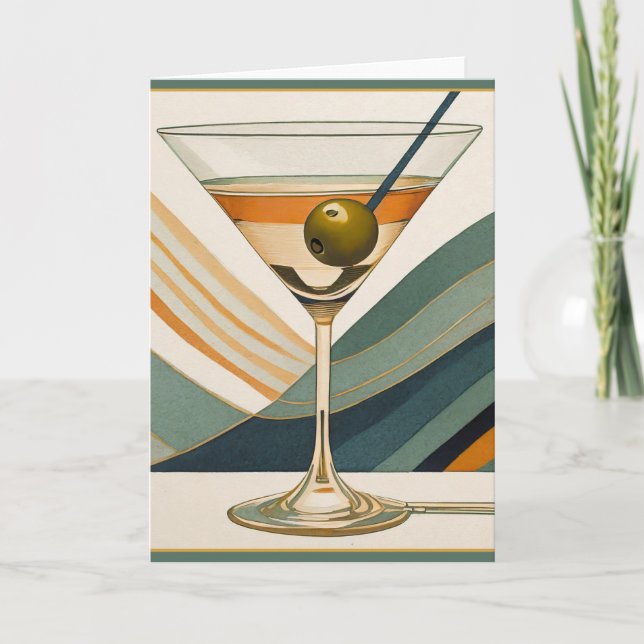 Tarjeta Hora del cóctel Martini de mediados de siglo moder (Anverso)