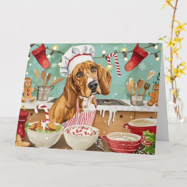 Tarjeta Horario vacacional de Coonhound: Navidades festivo (flor amarilla)