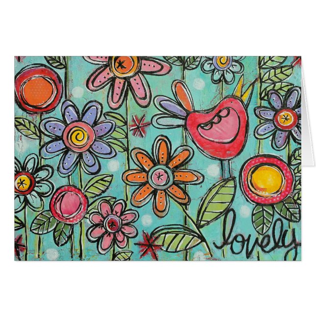 Tarjeta horizontal dulce del jardín precioso (Anverso (Horizontal))