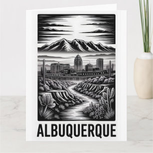Tarjeta Horizonte de Albuquerque Nuevo México Grabado en M