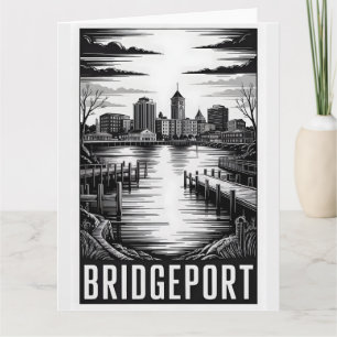 Tarjeta Horizonte de Bridgeport Connecticut en negro y bla