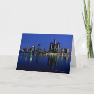 Tarjeta Horizonte de Detroit en la noche