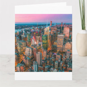 Tarjeta Horizonte de la ciudad de Nueva York al atardecer 