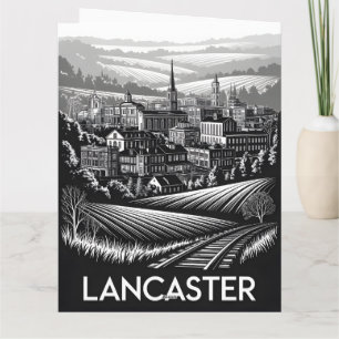Tarjeta Horizonte de Lancaster Pennsylvania en Grabado en