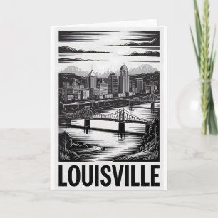 Tarjeta Horizonte de Louisville Kentucky en negro y blanco