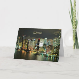 Tarjeta Horizonte de Miami por la noche