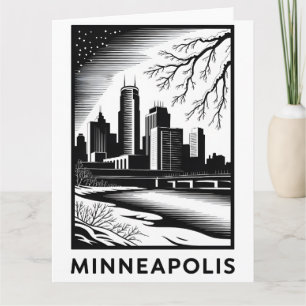 Tarjeta Horizonte de Minneapolis Minnesota Grabado en Made