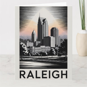 Tarjeta Horizonte de Raleigh Carolina del Norte en negro y