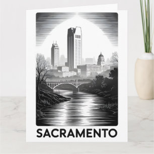 Tarjeta Horizonte de Sacramento California en Grabado en M