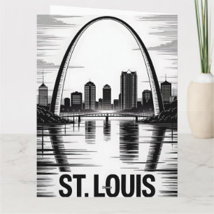 Tarjeta Horizonte de St Louis Missouri en negro y blanco
